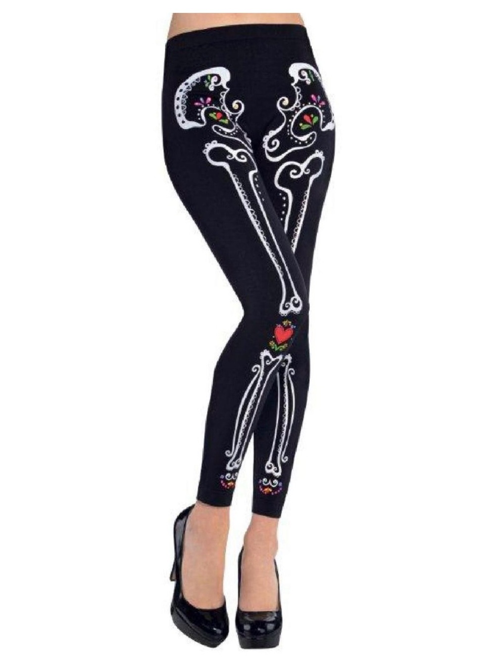 Day of the Dead Skeleton Leggings Adult Standard Halloween Sugar Colorful